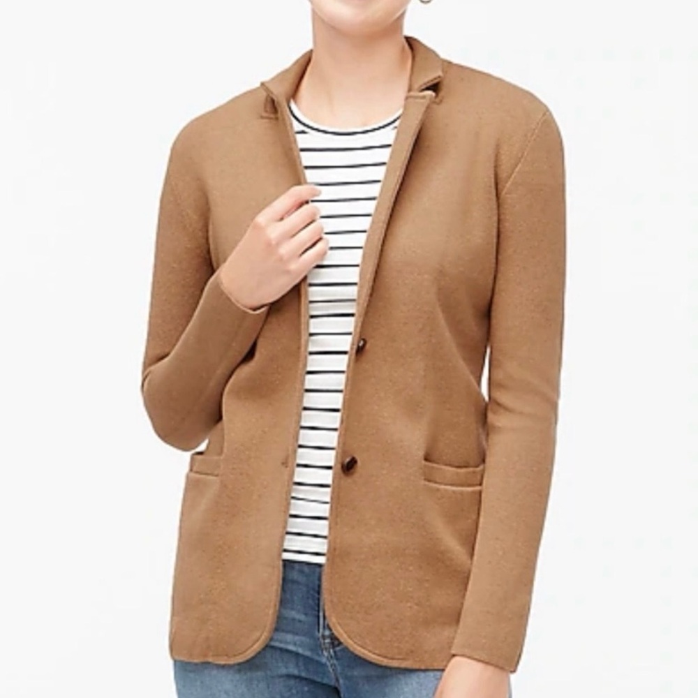 J. Crew Women’s 100% Cotton Sweater Blazer in Heather Acorn Size Small